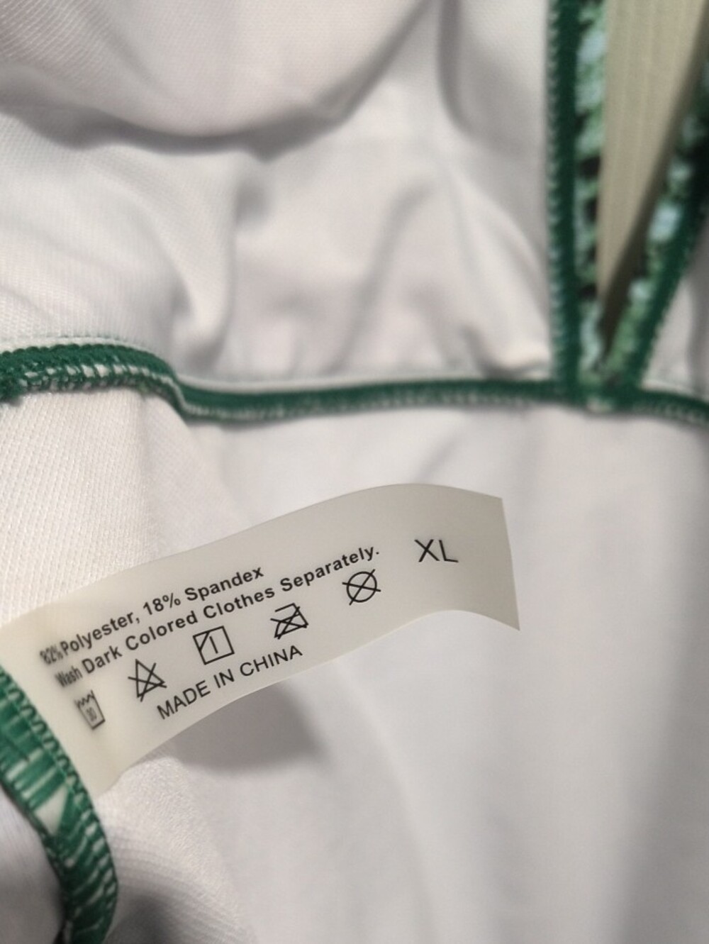 White Swim Top with Green Stitching - XL - Picture 3 of 6